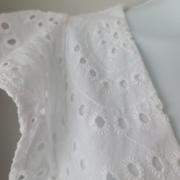 White Prarie Dress Flounce Eyelet Ruffle Flowy Fairy Summer Spring Sz Small - Picture 8 of 12